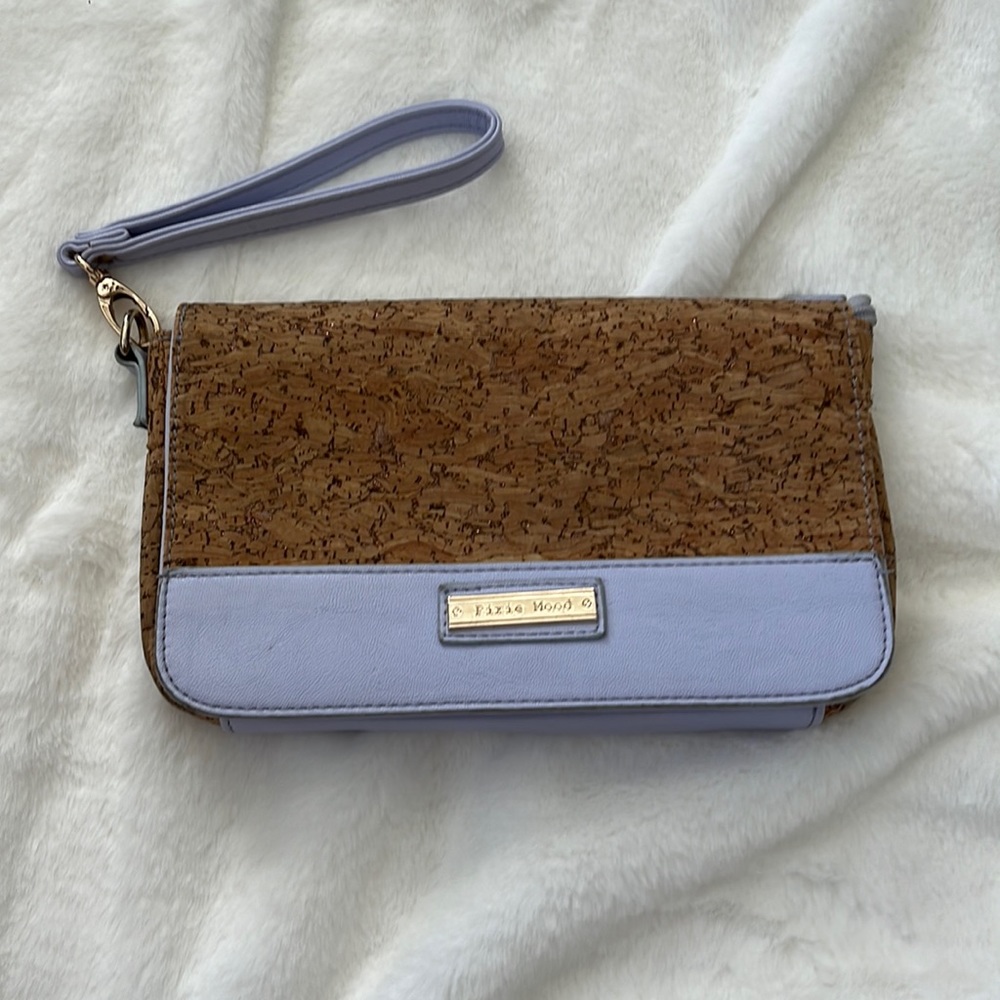 Pixie Mood sparkly cork vegan leather clutch